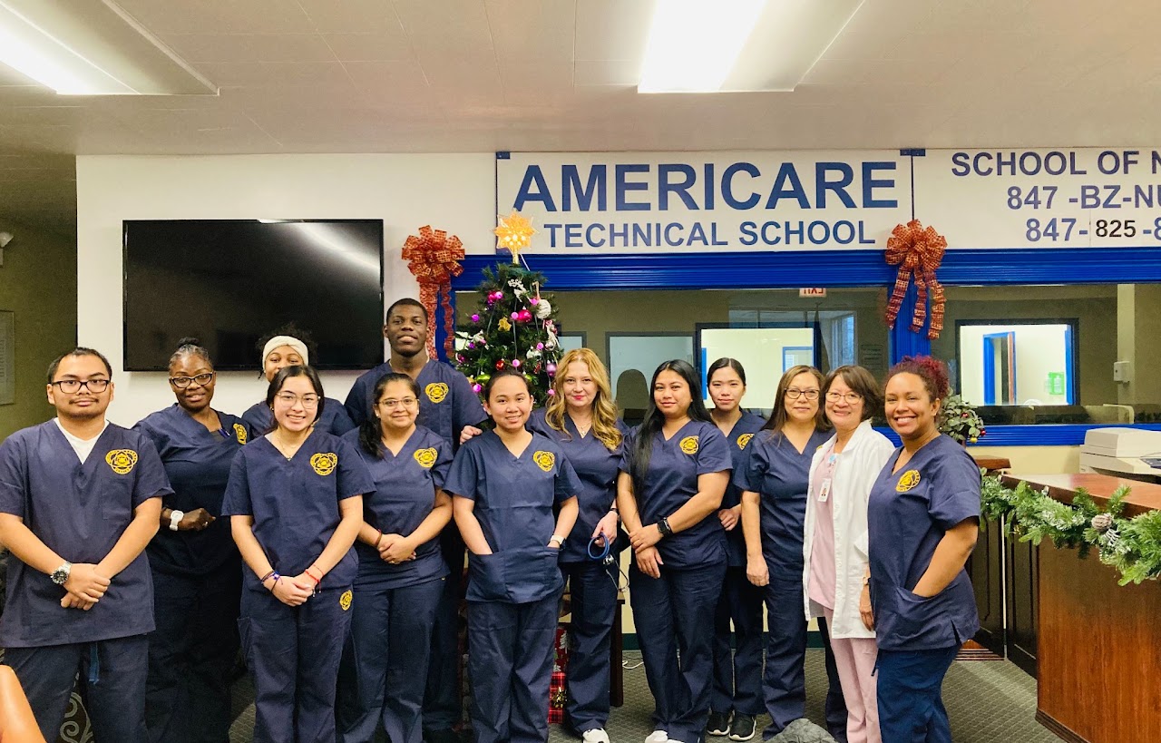 Americare nursing students in uniform on campus